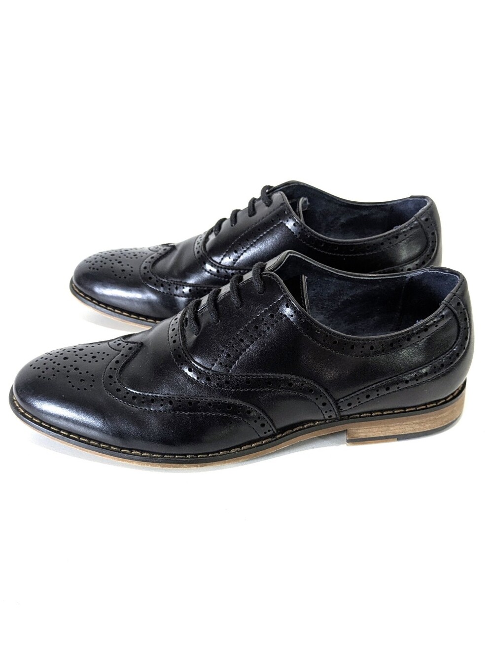 Bruno Marc Black Wingtip Dress Shoes - Size 5 Mens - Oxford Derby Brogue